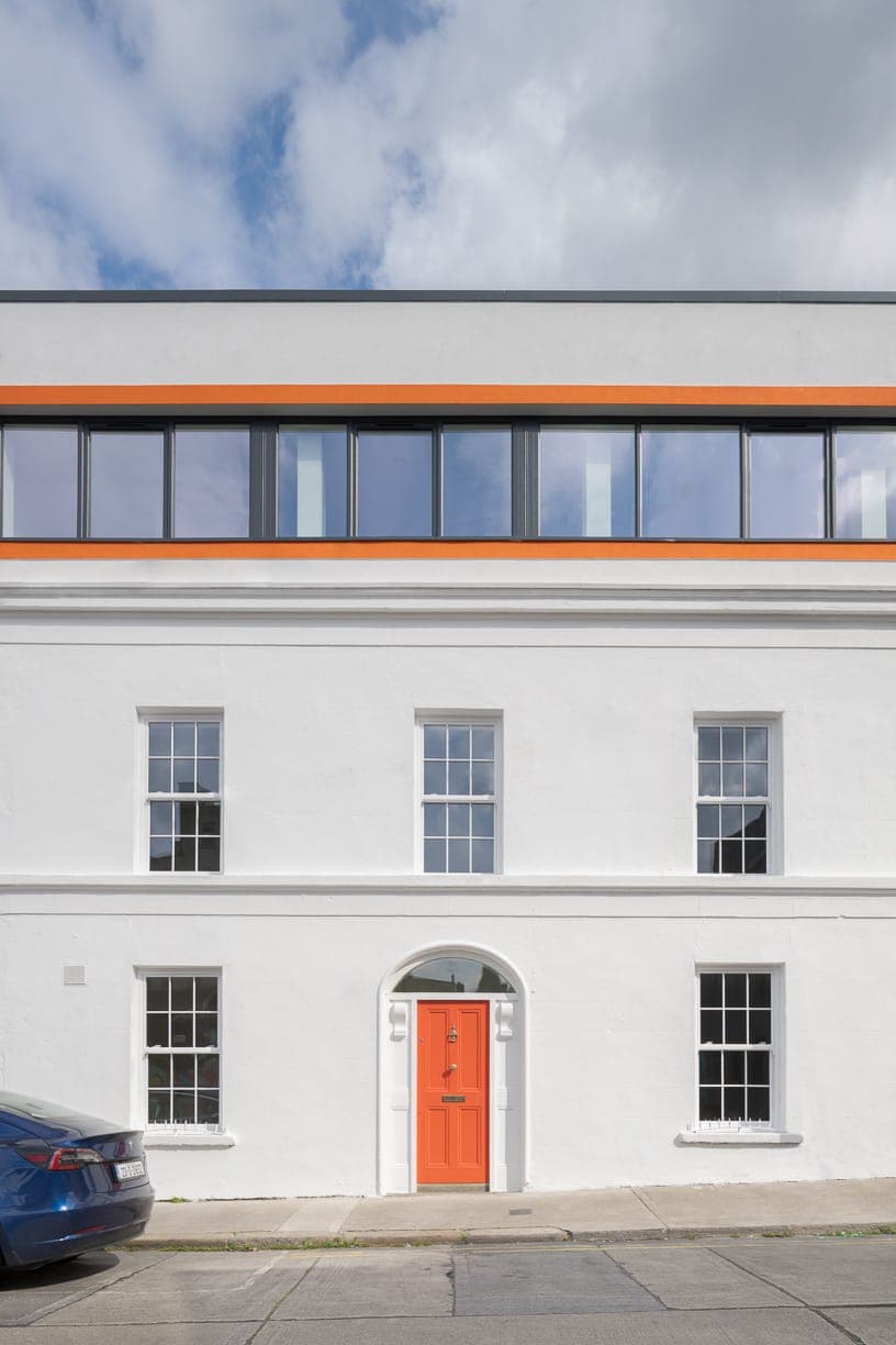 Facade detail of Clock Lane House