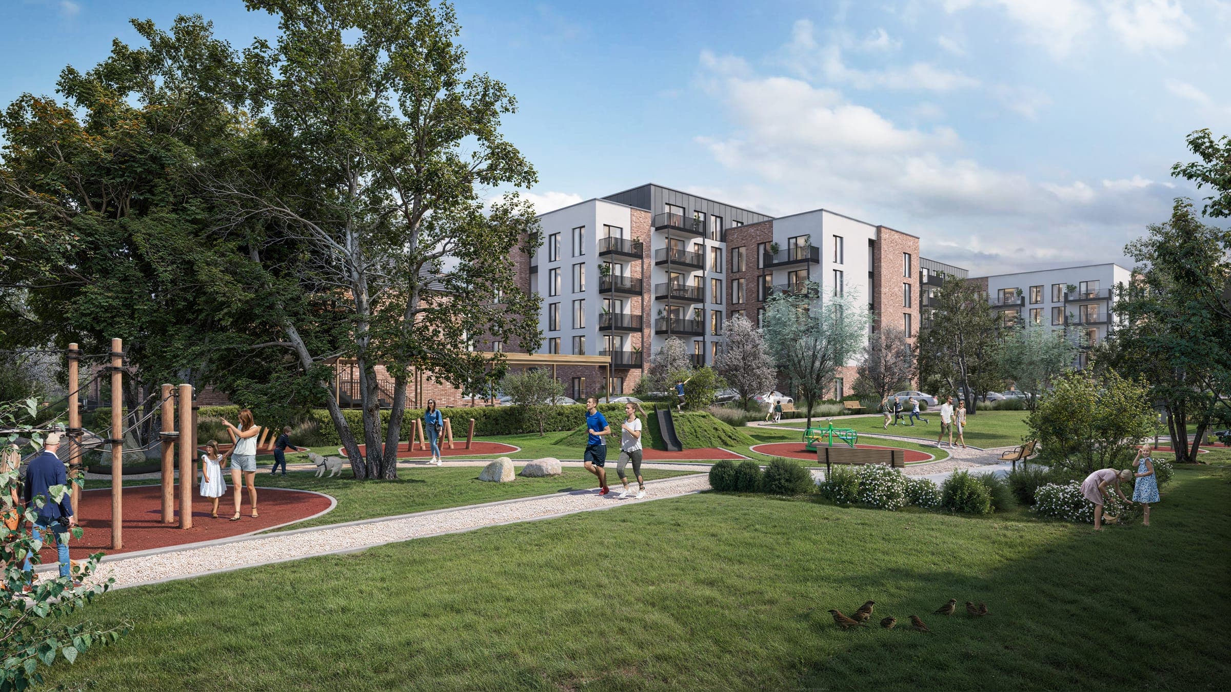 CGI of the landscaped courtyard at Emmet Gardens