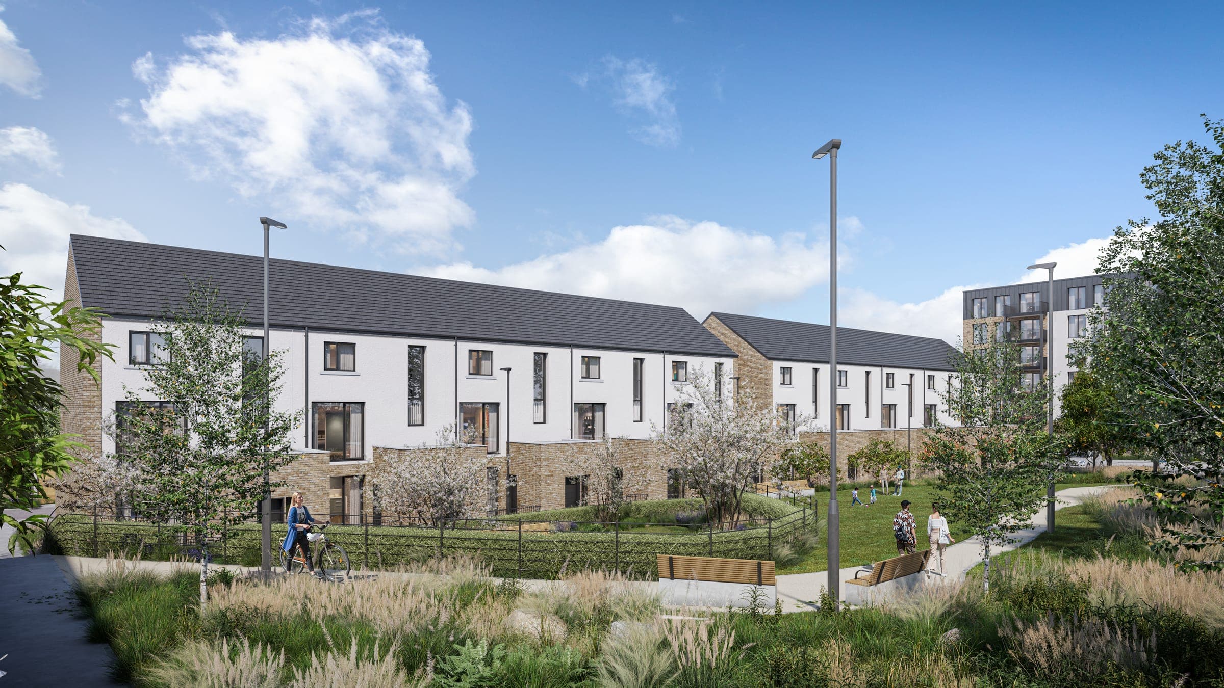 CGI of residential blocks at Highpoint Park