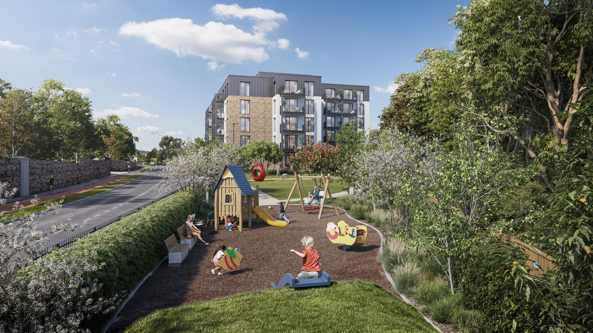 CGI of landscaped space at Highpoint Park